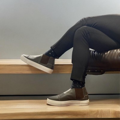 Gri Deri Casual Boot Eva Taban 