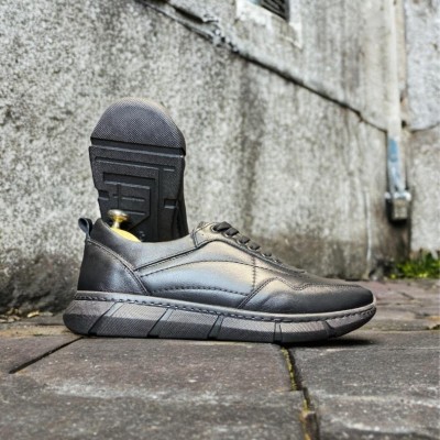 Siyah Napa Deri Sneakers 