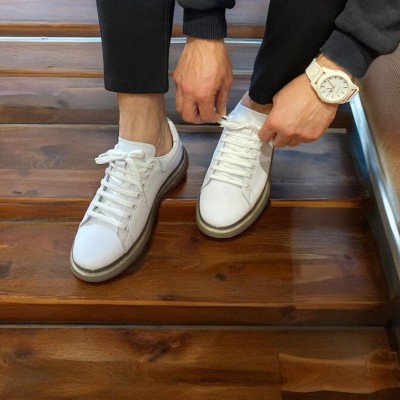 Beyaz Napa Deri Sneakers 