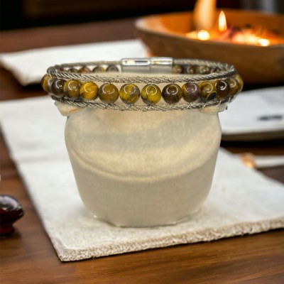 Gümüş Renk Detaylı Kaplangözü Çelik Bileklik