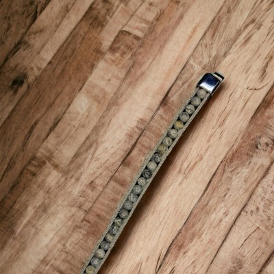 Dogal Taş Detaylı Çelik Bileklik 