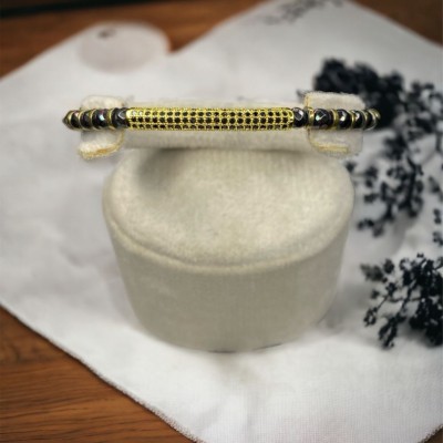 Gold Zirkon Siyah Dogal Taş Detaylı 