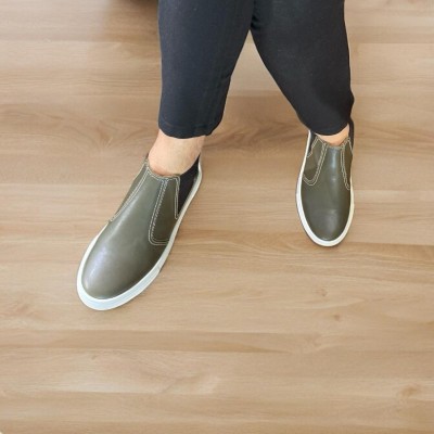 Yeşil Deri Casual Bot Eva Taban