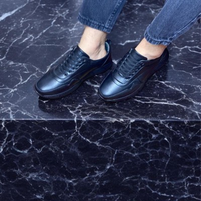 Siyah Napa Deri Sneakers 