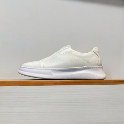 Beyaz Deri Lastikli Sneakers 