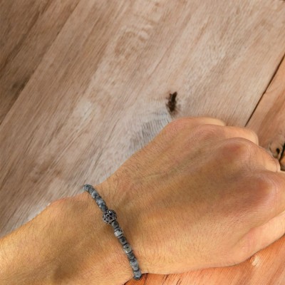 Siyah Dogal Taş Detaylı Zirkon 