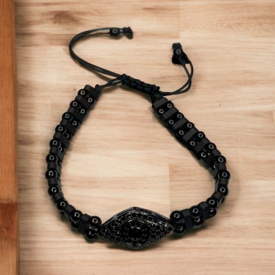 Siyah Zirkon Siyah Doğal Taşlı Bileklik