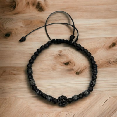 Siyah Dogal Taş Detaylı Zirkon 