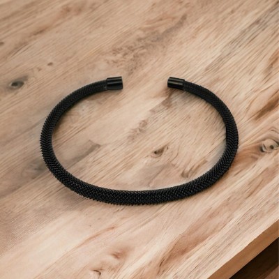 Siyah Yuvarlak Kesim Çelik Bileklik