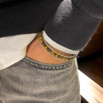 Gümüş Renk Detaylı Kaplangözü Çelik Bileklik