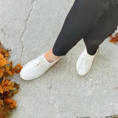 Beyaz Deri Casual Sneakers Eva Taban