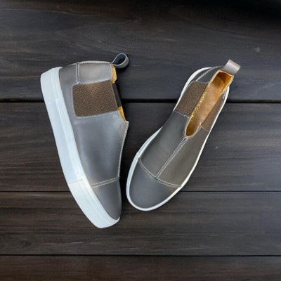 Gri Deri Casual Boot Eva Taban 