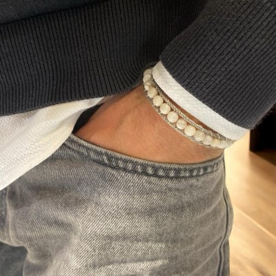 Dogal Taş Detaylı Çelik Bileklikk