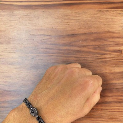 Siyah Zirkon Siyah Doğal Taşlı Bileklik