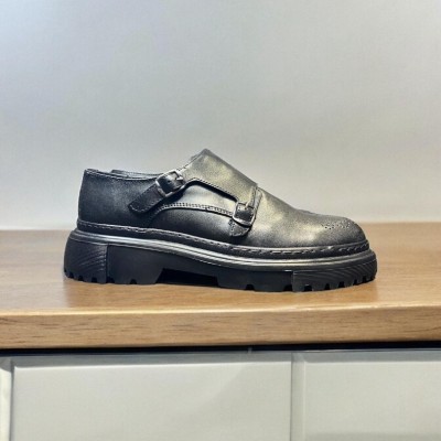 Siyah Napa Deri Çift Toka Loafer 