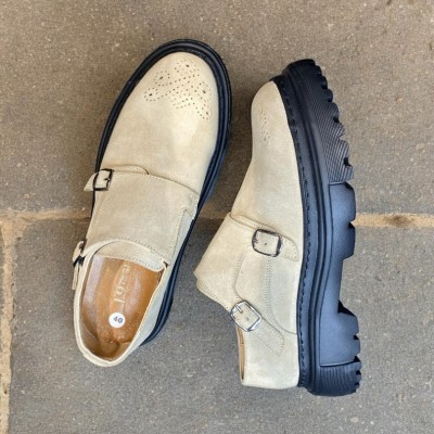 Kum Beji Ewa Taban Çift Tokalı Loafer 