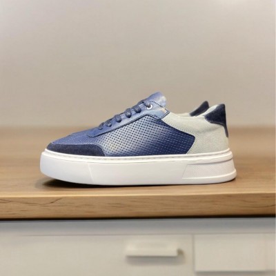 Lacivert Deri Gri Garnili Sneakers