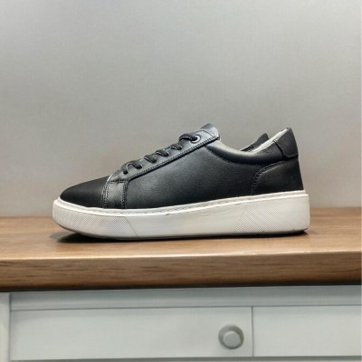 Siyah Napa Deri Sneakers Ortopedik Taban 