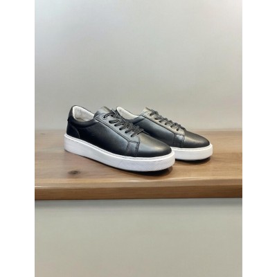 Siyah Napa Deri Sneakers Ortopedik Taban 