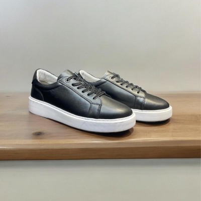 Siyah Napa Deri Sneakers Ortopedik Taban 