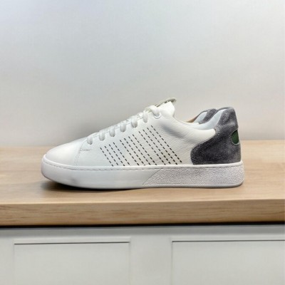 Beyaz Deri Sneakers Gri Süet Detay 