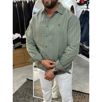 İnce Çizgili "Old Money" Stil Relax Fit Gömlek