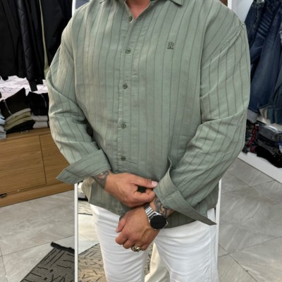 İnce Çizgili "Old Money" Stil Relax Fit Gömlek