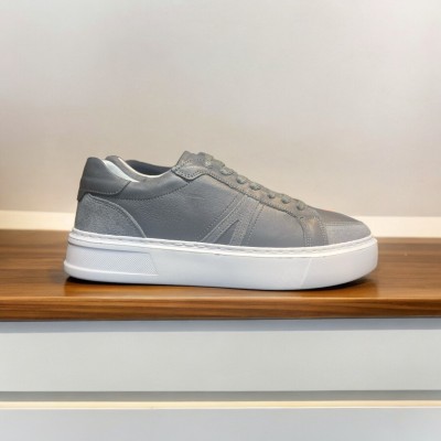 Gri Deri Süet Garnili Sneakers