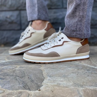 Kum Beji Süet Detaylu Sneakers