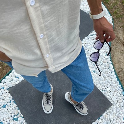 Beyaz & Krem Biyeli Sneakers 